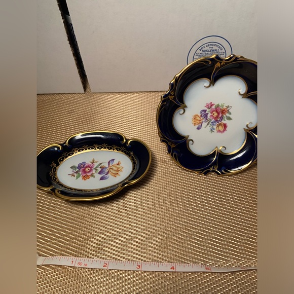 2 JLMENAU - ECHT KOBALT TRINKET dishes, one on pedestal. Beautiful. Vintage - Picture 2 of 7